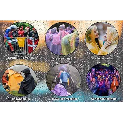 YDYJKI 2 Pack Waterproof Rain Ponchos for Adults-Reusable Emergency Raincoats with Hoodand Drawstring -Lightweight Ponchos