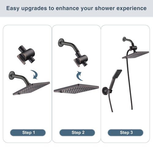BRIGHT SHOWERS Shower Arm Diverter Valve for Hand held Showerhead and Fixed Spray Head, 3-Way Shower Head Diverter Valve, Oil-Rubbed Bronze