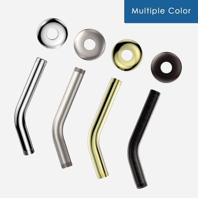 HOPOPRO 6 Inches Shower Arm with Flange - Wall Mount Replacement Angle Shower Head Arm For Fixed Handheld Showerhead - Including Teflon Tape - NBC News Recommended Brand - Stainless Steel - Chrome