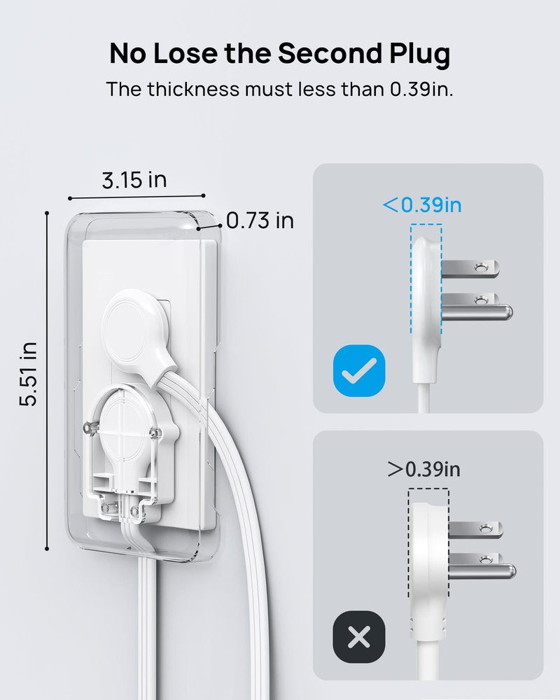 TROND Flat Outlet Cover Extender - 6FT Flat Extension Cord with 8 Outlet and 4 USB, Ultra-Thin Power Strip Cord Concealer with 1700 Surge Protector, Idea for Home Improvement to Hide TV Messy Cord
