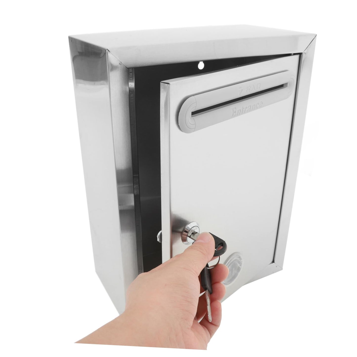 Gadpiparty Lockable Stainless Steel Donation Box Wall-mounted Suggestion Box Slot for Letters Ballots and Donations Metal Construction for Office and Public Use