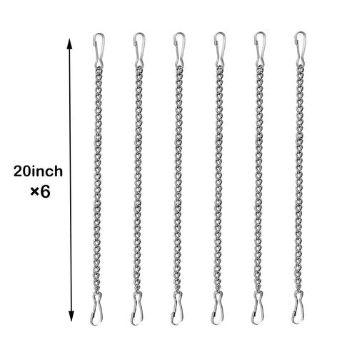 6 Pcs 20 Inch Stained Glass Window Hanging Chain - Silver 304 Stainless Steel Hanging Chain, Window Art Decor, Patio Garden Outdoor Decorative Hanging Glass Panels Chains