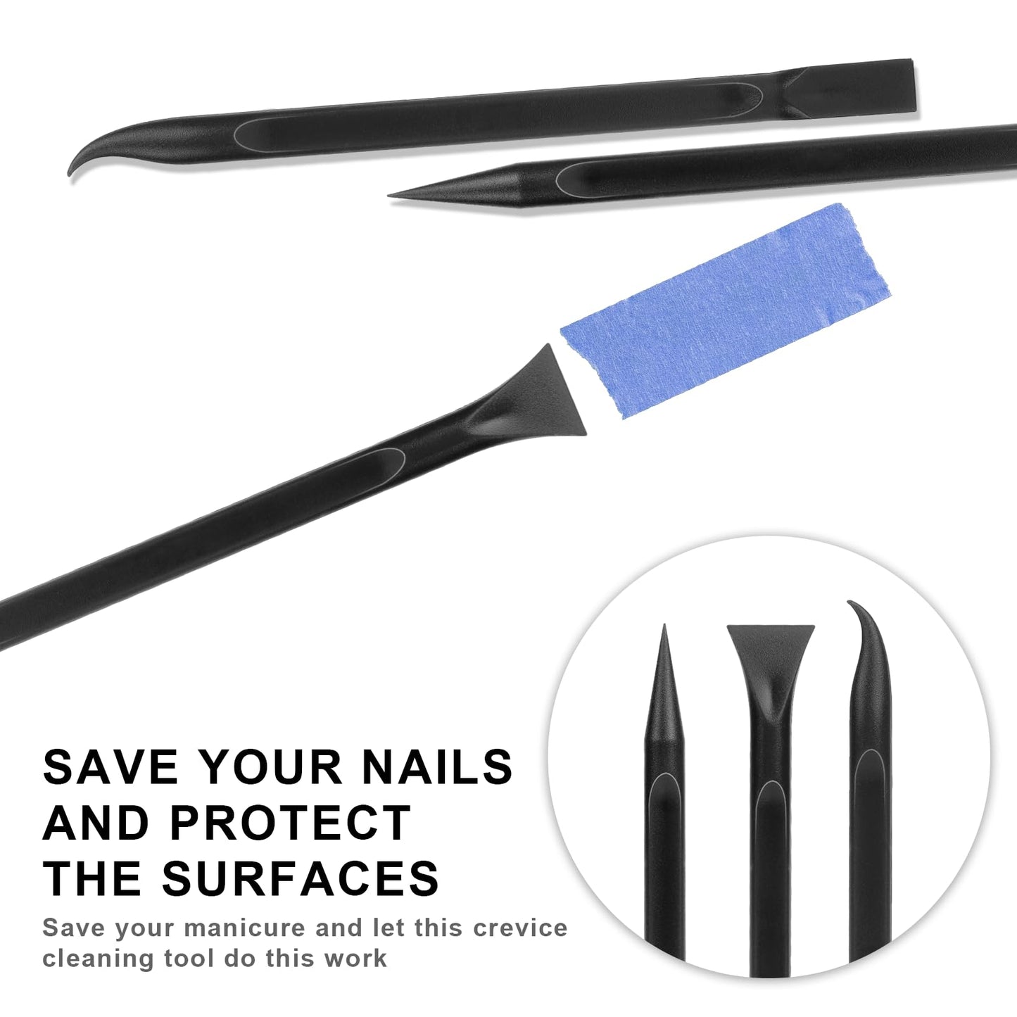 Plastic Scraper, 6 Pcs Multipurpose Crevice Cleaning Tool Non-Scratch Scraper for Cleaning Tight Spaces Pen-shaped Car Detailing Tools for Removing Stickers, Labels, Oil Stains, Food, Dirt (Black)