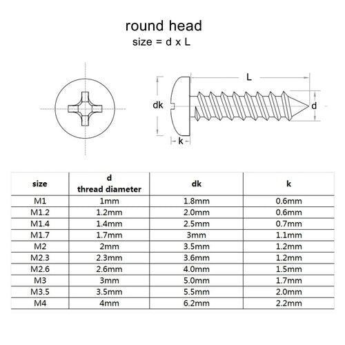 700/2010pcs M1 M1.2 M1.4 M1.7 M2 M3 M4 Black Steel Mini Micro Cross Phillips Round Pan Head Self Tapping Wood Screw Set Kit Box TREXCFGH(Set D 2010pcs)