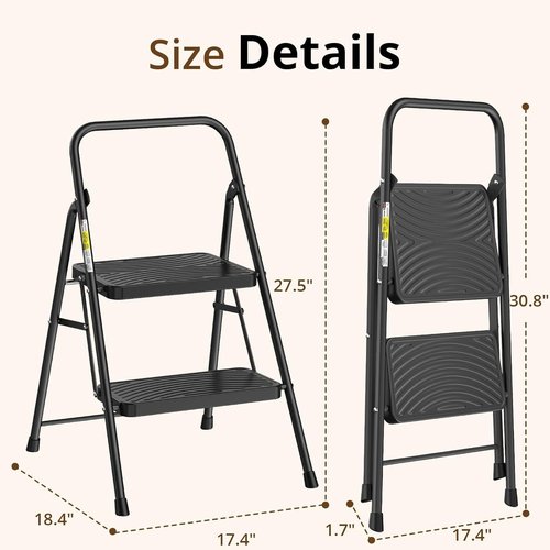 Jocauto 2 Step Ladder, Step Stool with Wide Anti-Slip Pedal, Step Ladder Folding Step Stool for Adults, Portable ladders for Home Kitchen