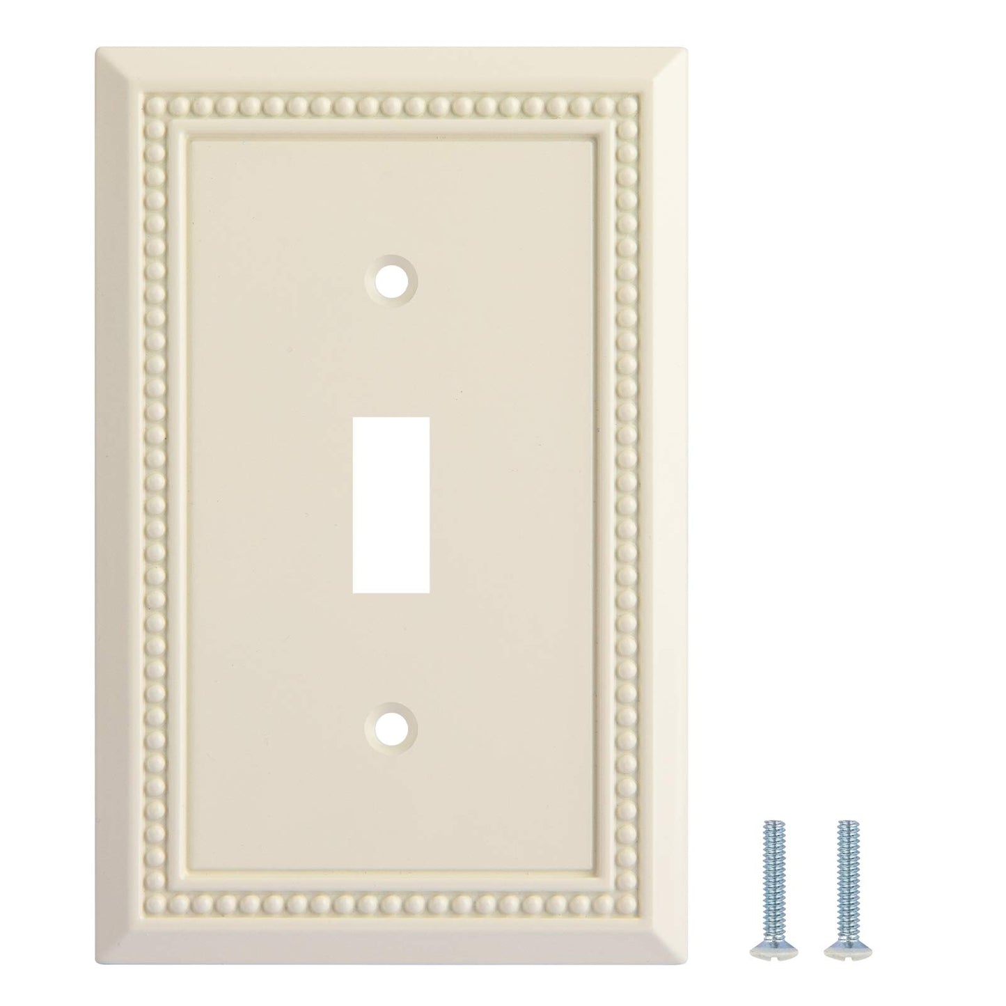 Henne Bery Sunken Pearls Heavy Duty Decorative Wall Plate Switch Plate Outlet Cover, Durable Solid Zinc Alloy (Single Toggle 2PK, Light Almond)