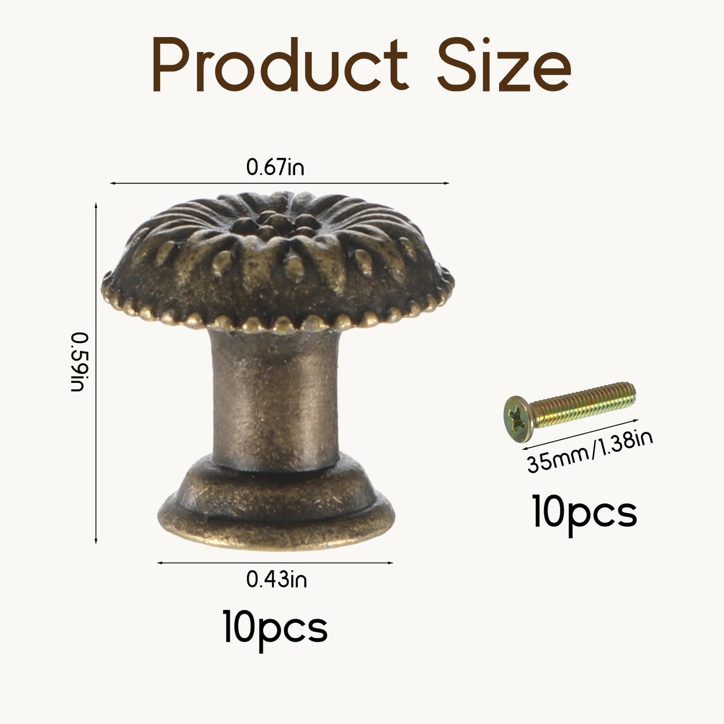 10pcs Mini Metal Jewelry Box Knobs, Vintage Flower Shape Cabinet Drawer Knobs Antique Jewelry Box Pulls Small Knob for Jewelrys Boxes Wood Case Drawer