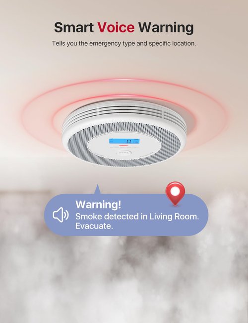 X-Sense Smart Smoke Detector and Carbon Monoxide Detector with Voice Location, Wi-Fi Smoke Detector Carbon Monoxide Detector Combo with Real-Time App Notifications, XP0A-iR, 1-Pack