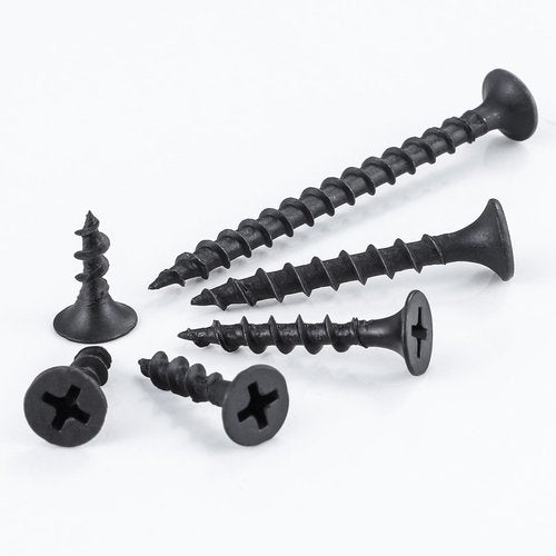 Wensilon #6 Black Fastener Drywall Screws Kit-Phillips with coarse Threaded tip, Black, Suitable for Drywall Slate, Wood, etc.