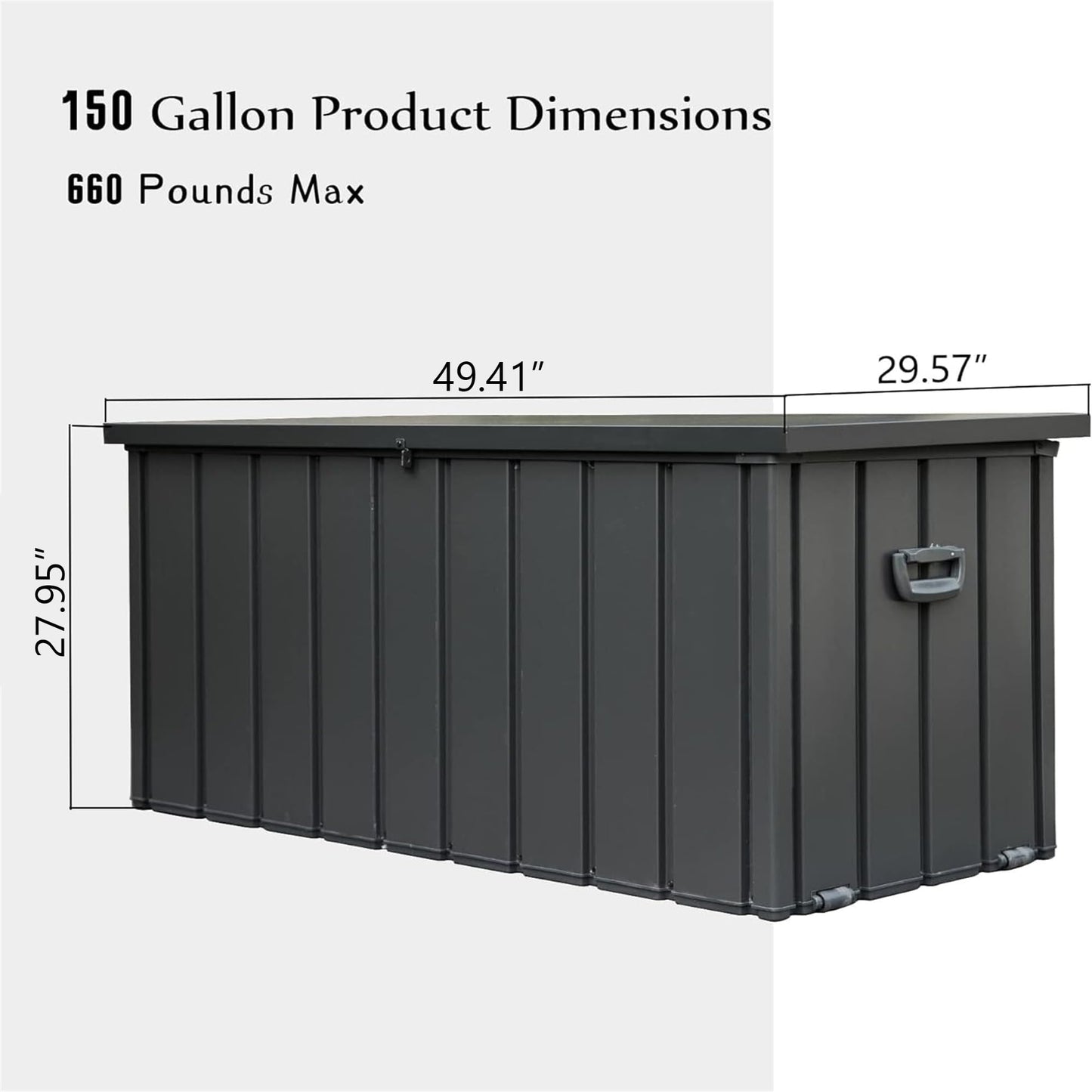 Heavy-Duty Outdoor Metal Storage Box Dark Gray Lockable Water-Resistant Deck Box for Patio Garden Tools Organization Rust-Resistant Outside Storage Box (150 Gallon)