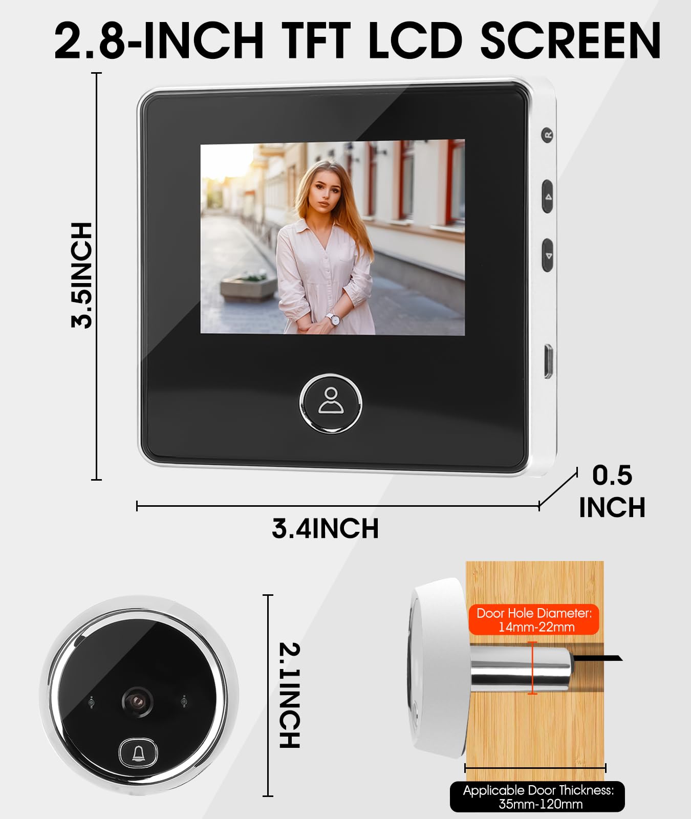 Irosiy 2.8in Digital Door Viewer Peephole Camera with High-Definition Display, Infrared Night Vision, Wide Angle for Home, Hotel, Apartment, Security Digital Door Eye Viewer