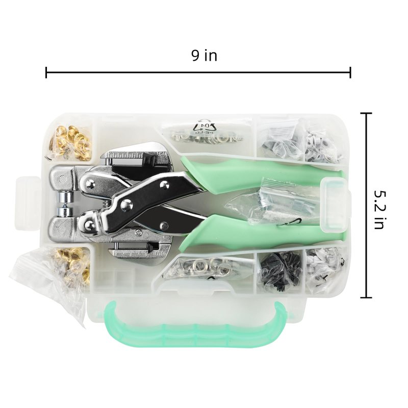 3/16 & 1/8 Grommet Tool Kit and Eyelet Hole Punch Plier, Grommet Eyelet Pliers Tool Set with 160 Pcs Metal Grommets Eyelets and Case for Leather Bags Clothes Belt Cards and Crafts