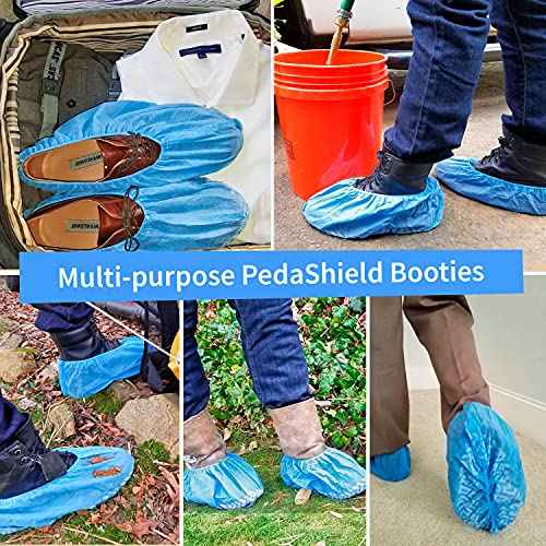22 Premium XL Booties -Thick Extra Large Disposable Boot & Shoe Covers, Non Slip Water Resistant Foot Protectors, Construction Durable 42GSM for Indoors Outdoors, Up to US Men 13, Women 15