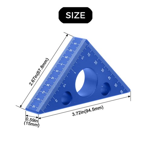 1 Piece of Woodworking Triangle Ruler 90/45 Degree Measuring Block Tool DIY Auxiliary Tool/Measuring Tools, Woodworking Workshop Workbench Oblique Cutting Saw