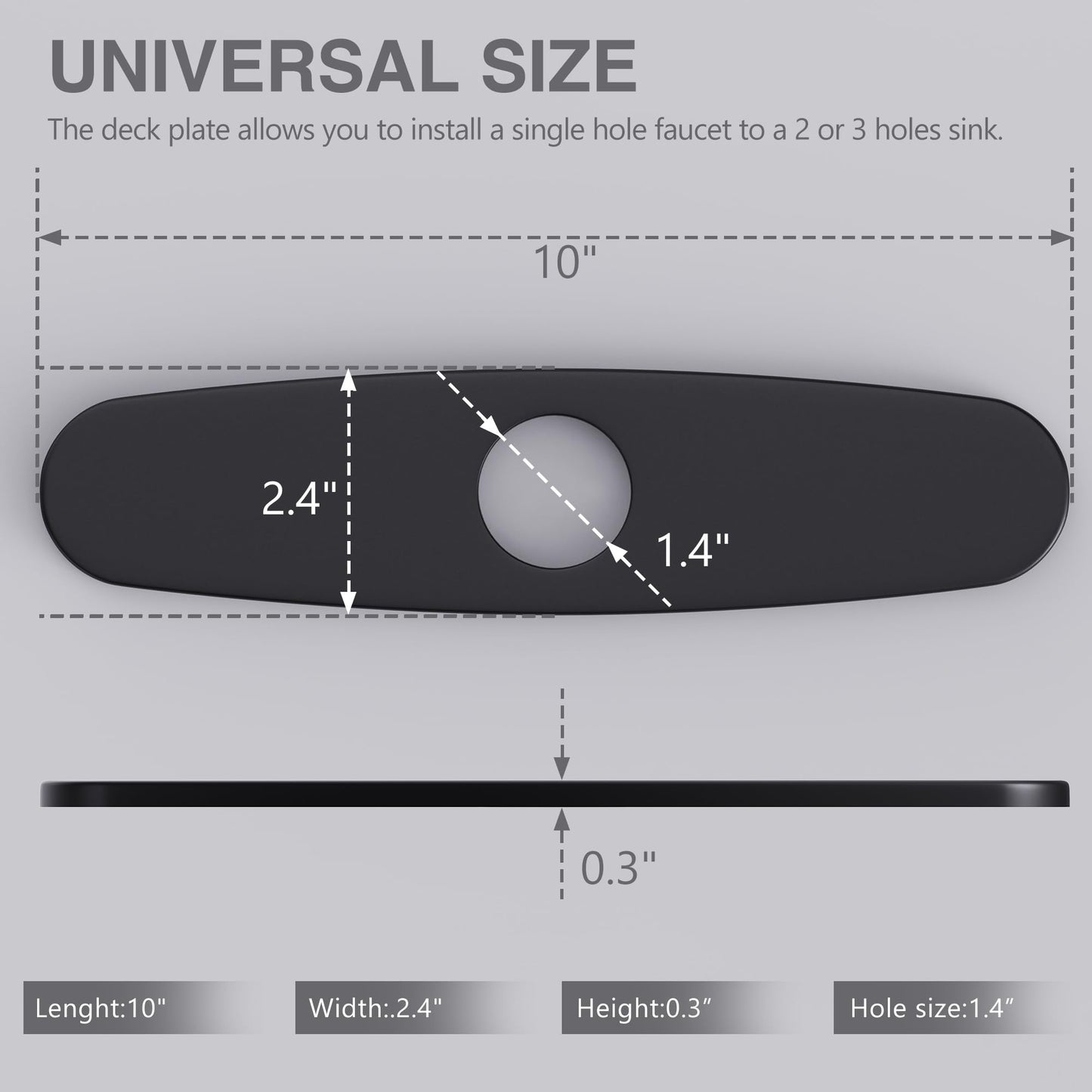 GIMILI 10 Inch Hole Cover Deck Plate Escutcheon for Kitchen Sink Faucet Single Hole Matte Black