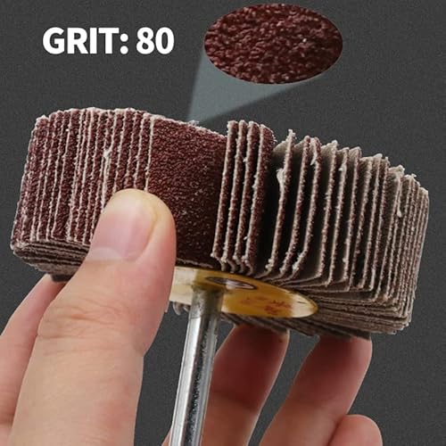 6 Pack Flap Wheel Sander Set with 1/4'' Shank 3 Size 80 Grits Abrasive Sanding Flap Wheels for Die Grinder Power Rotary Tool Flex Shaft Grinders Polishing Rust Weld Burr Removing Coat Paint