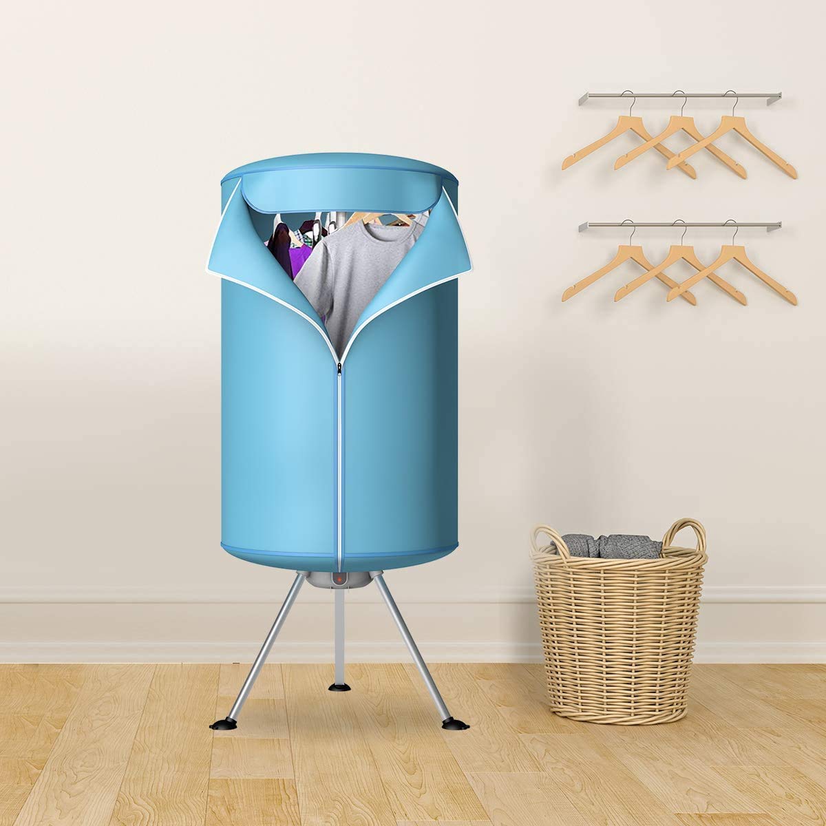 COSTWAY 23597-CYEP, Ventless Laundry, Hot Drying Machine with Heater for Home & Dorms Portable Clothes Dryer