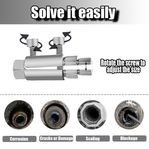 Broken Pipe Extractor Tool, Broken Bolt & Screw Remover, Extract Stripped Threads, Damaged Pipes and Faucet Valves, for 1/2”, 3/4”, 1” Pipes