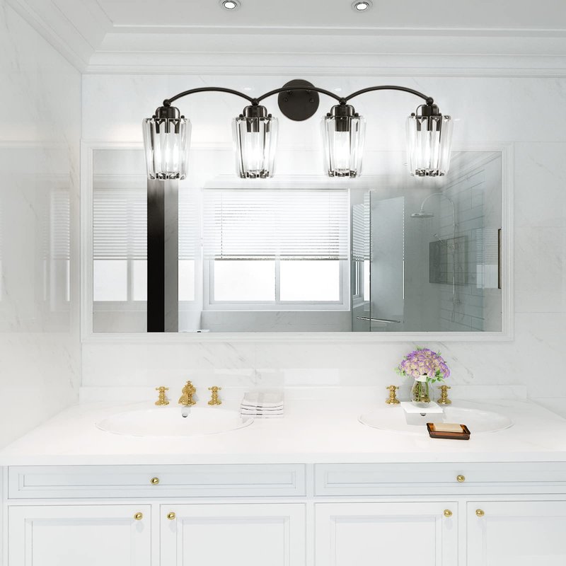 Aipsun Crystal Vanity Light Fixtures Black Bathroom Light Fixtures Crystal Wall Lights for Bathroom E26 Base (Exclude Bulb)