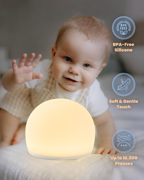 Night Light for Kids, Soft Egg Light with 13 Colors Changing Mode, Soft Silicone Mood Lighting for Bedroom, 5 Levels Adjustable Brightness, Auto-dim in 30 Minutes Ambient Lighting Globe Lamp