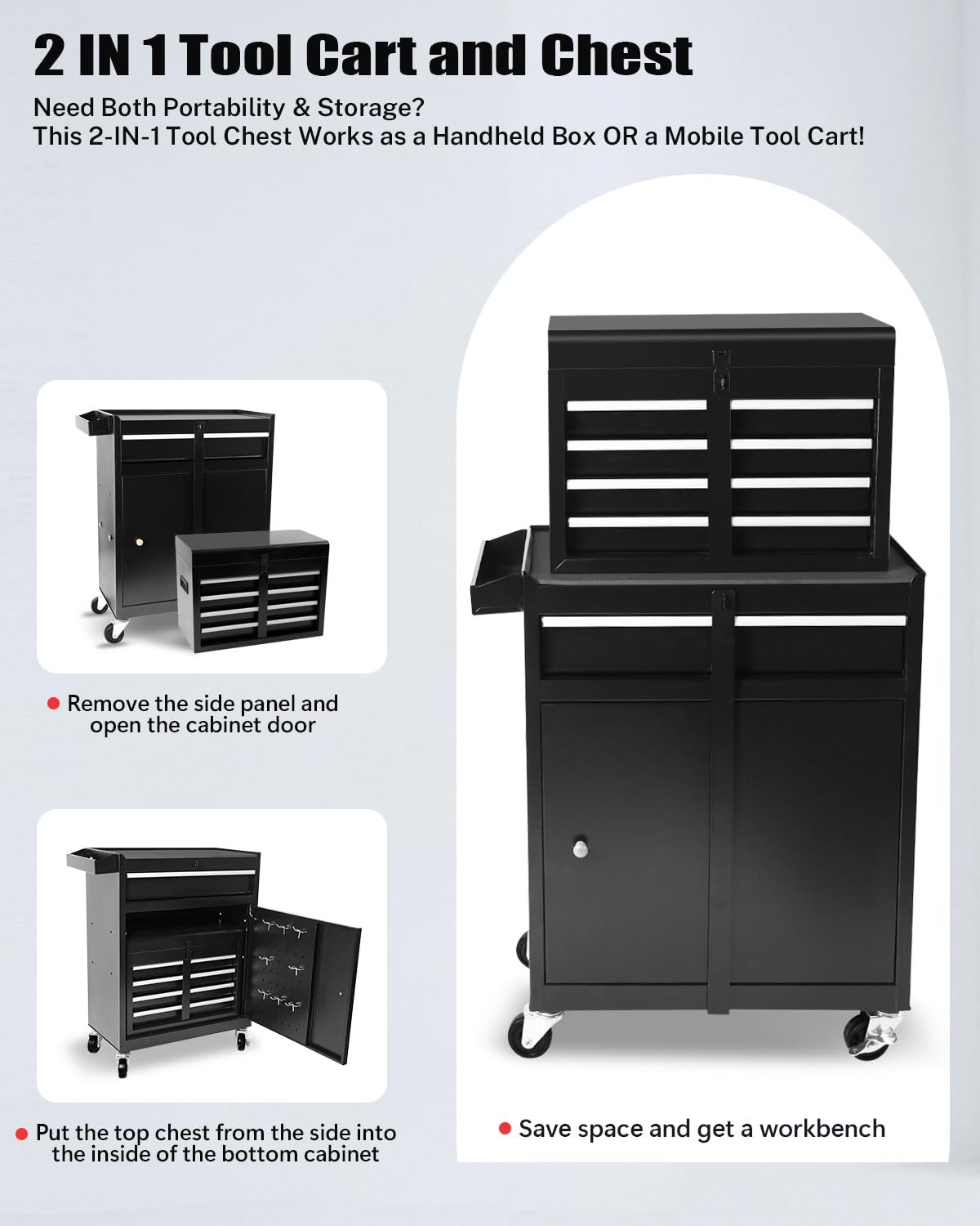 OutdoorVibe Rolling Tool Chest, Tool Ch-est with 5 Drawers & Wheels, Portable Rolling Tool Box On Wheels, Tool Ch-est Organizer for Garage, Workshop, Home Crafts Use