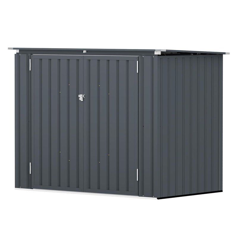 SOLIGEL 3'x6' Storage Shed, Outdoor Trash Can Storage Bike Shed, Waterproof Garbage Can Organizer with Chain Lid, Outdoor Storage Clearance for Patio, Garden, Backyard, Dark Grey
