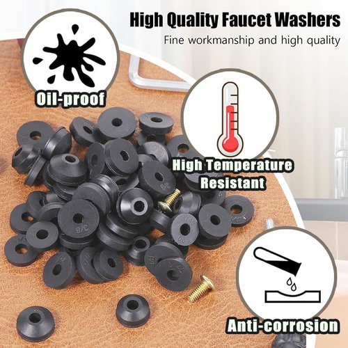 48PCS Outdoor Faucet Repair kit Water Hose Gasket Rings Faucet Washer Kit with Flat and Beveled Washers and Brass Screws for Faucet Hose Spigot Plumbing Seal Repair Universal Rubber Washers (48Pcs)