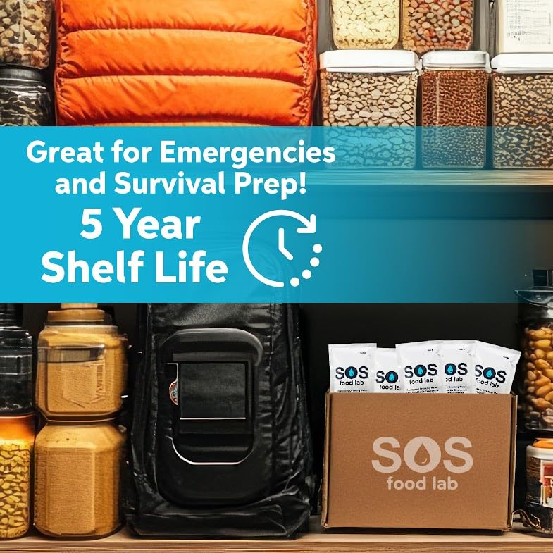 SOS Emergency Water Pouches 12 Count, 4.2 Fl Oz Each - 2 Day Supply, US Navy Approved