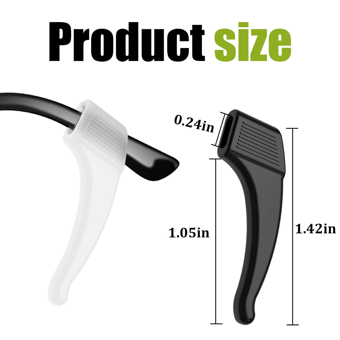 SMARTTOP 16Pairs Anti-Slip Eyeglass Ear Grips Hook, Comfortable Silicone Elastic Eyeglasses Temple Tips Sleeve Holder-For Eyeglasses Sunglasses Spectacles Glasses Reading (8 Black & 8 Clear)
