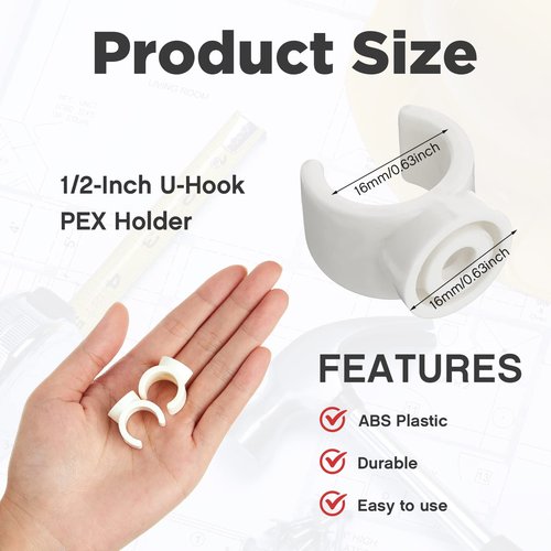 1/2 Inch PEX Clips Pipe Hangers Clamps Holder Pipe Support Plastic 16 mm PEX Tubing Clamps Hangers Water Pipe Support Clamp Clips Socket(20 Packs)