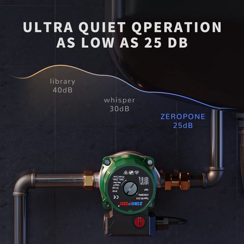 ZeroPone Hot Water Recirculating Pump, 93W Water Circulator Pump NPT 3/4" w/NPT 1/2" Adapter, Stainless Steel Head,15-6S 3 Speed Control for Electric Water Heater System