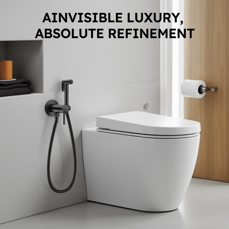Arofa Built-in Hot and Cold Handheld Bidet Sprayer for Toilet, Black Warm Water Bidet with Adjustable Water Flow, Dual Control Mode Muslim Shower with Spray Hose for Feminine Wash, Wall Mounted