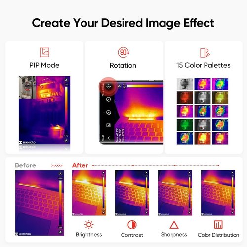 HIKMICRO Mini2Plus Thermal Camera USB C, 256 x 192 IR Resolution, Thermal Imaging Camera Android 25Hz Refresh Rate, Manual Focus, Thermal Imager 49,152 Pixels, -4°F to 622°F(not for iPhone)