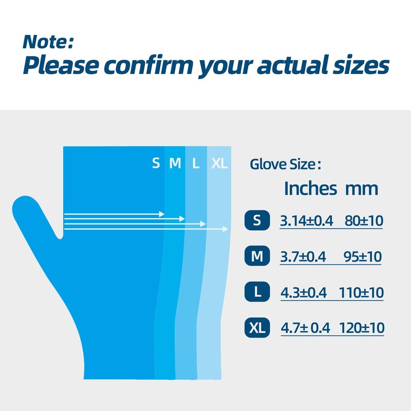 Nitrile Exam Glove, 3.5 mil Blue Disposable Medical Gloves Powder-Free Latex-Free, Extra Soft Multi-Purpose Nitrile Gloves 100pcs L Size