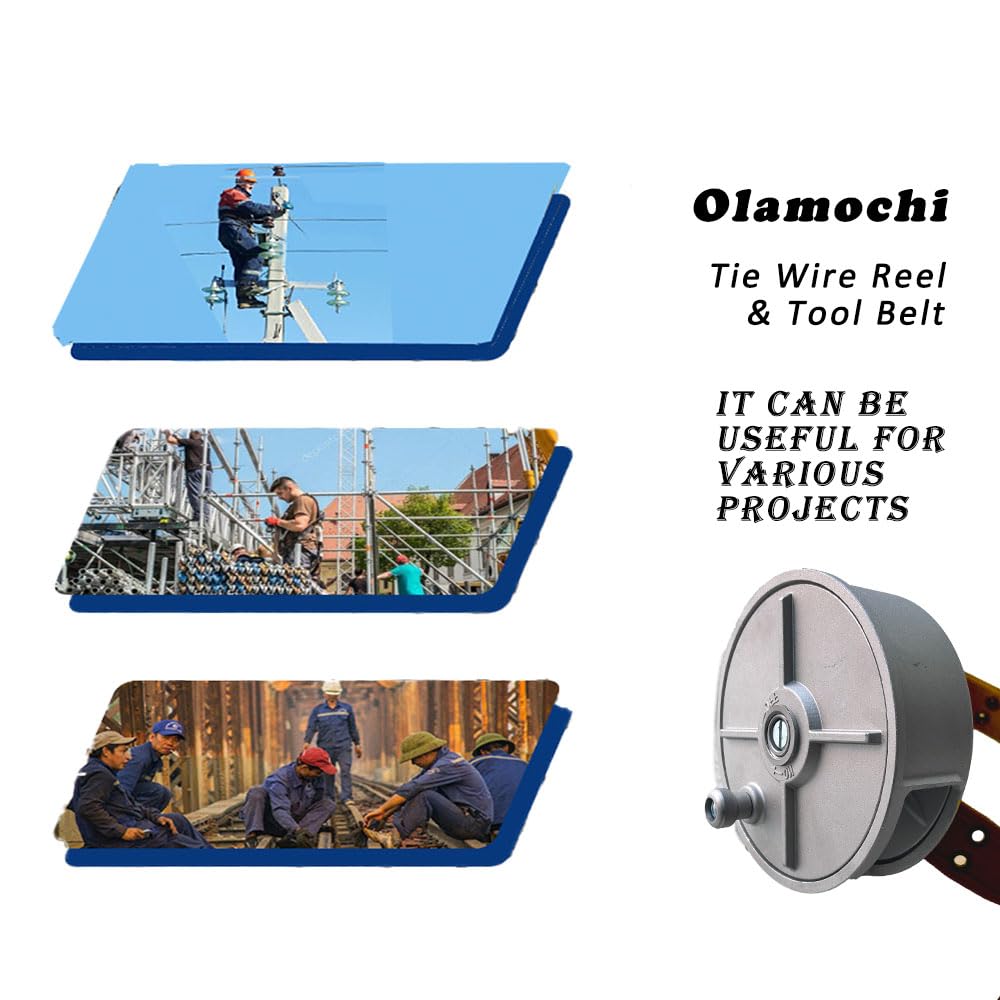 Olamochi Tie Wire Reel With Work Belt, Rebar Tie Wire Reel Light Weight Aluminum, Rope Reel