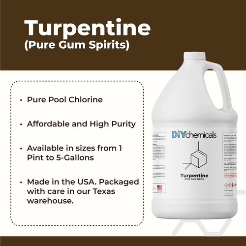 DIYChemicals Premium Turpentine Oil - High-Purity Pine Resin Solvent for Painting, Wood Polishing & Varnish Thinning - Eco-Friendly, Made in USA | Versatile Paint Thinner - 5 Gallon