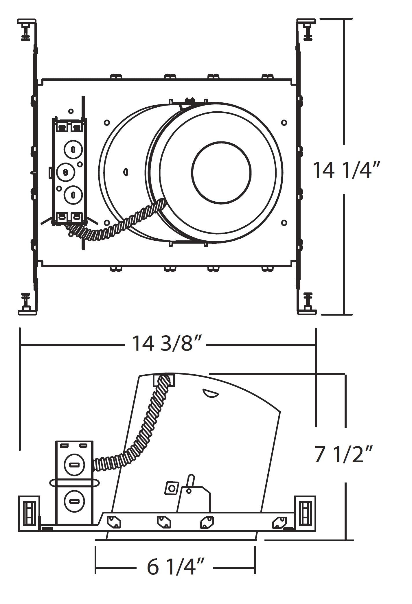 NICOR Lighting 6 inch Sloped Recessed Housing for New Construction Applications, IC-Rated (17022A)