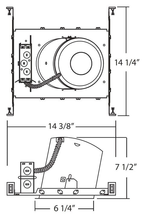 NICOR Lighting 6 inch Sloped Recessed Housing for New Construction Applications, IC-Rated (17022A)