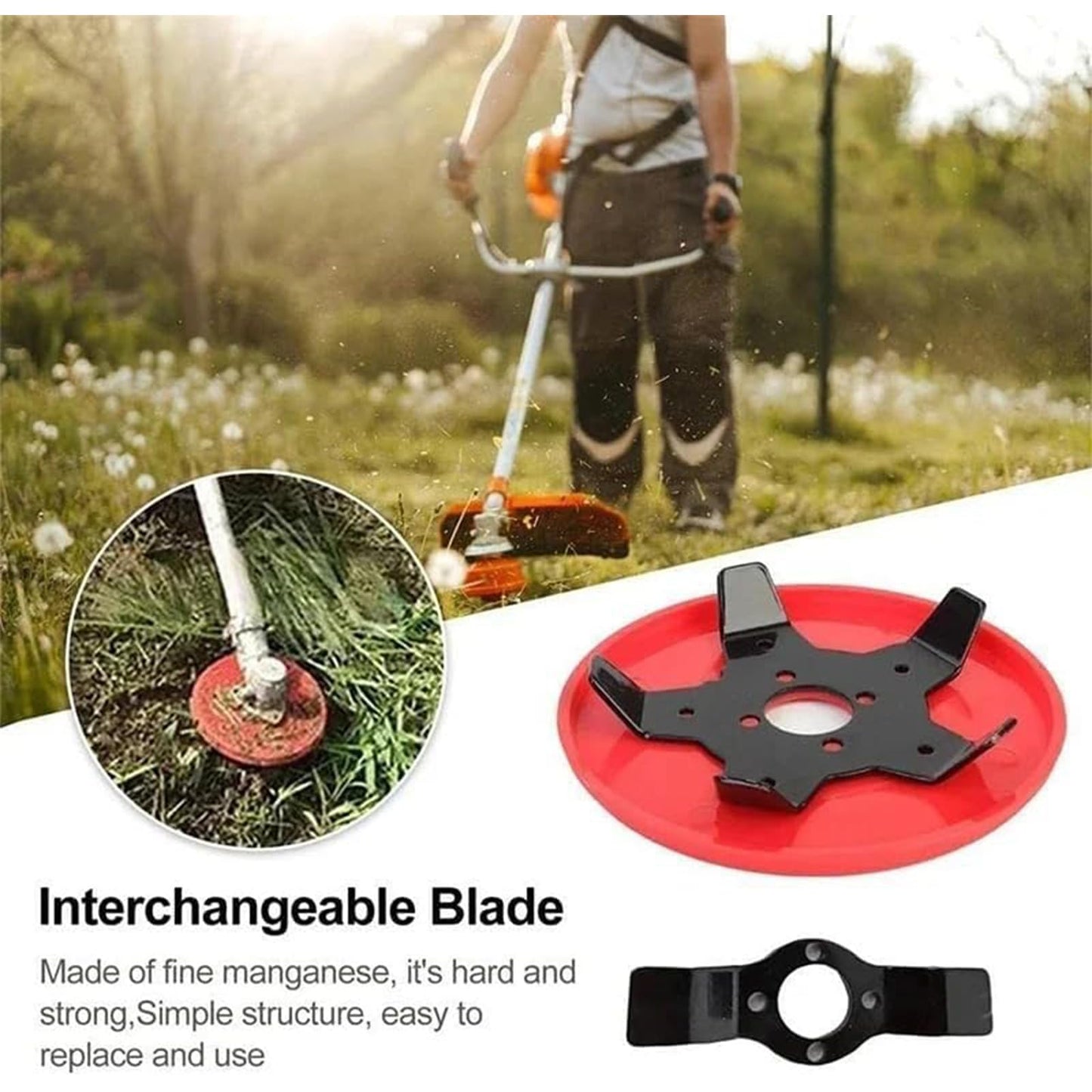 2025 New Weeding Plate, 6”Weeding Disc, Universal Star Blade Cutter Head for Trimmer, Heavy-Duty Manganese Steel Weeder Plate, with One Blade Replacement Heads (6 in, 1, Replacement Heads*1)