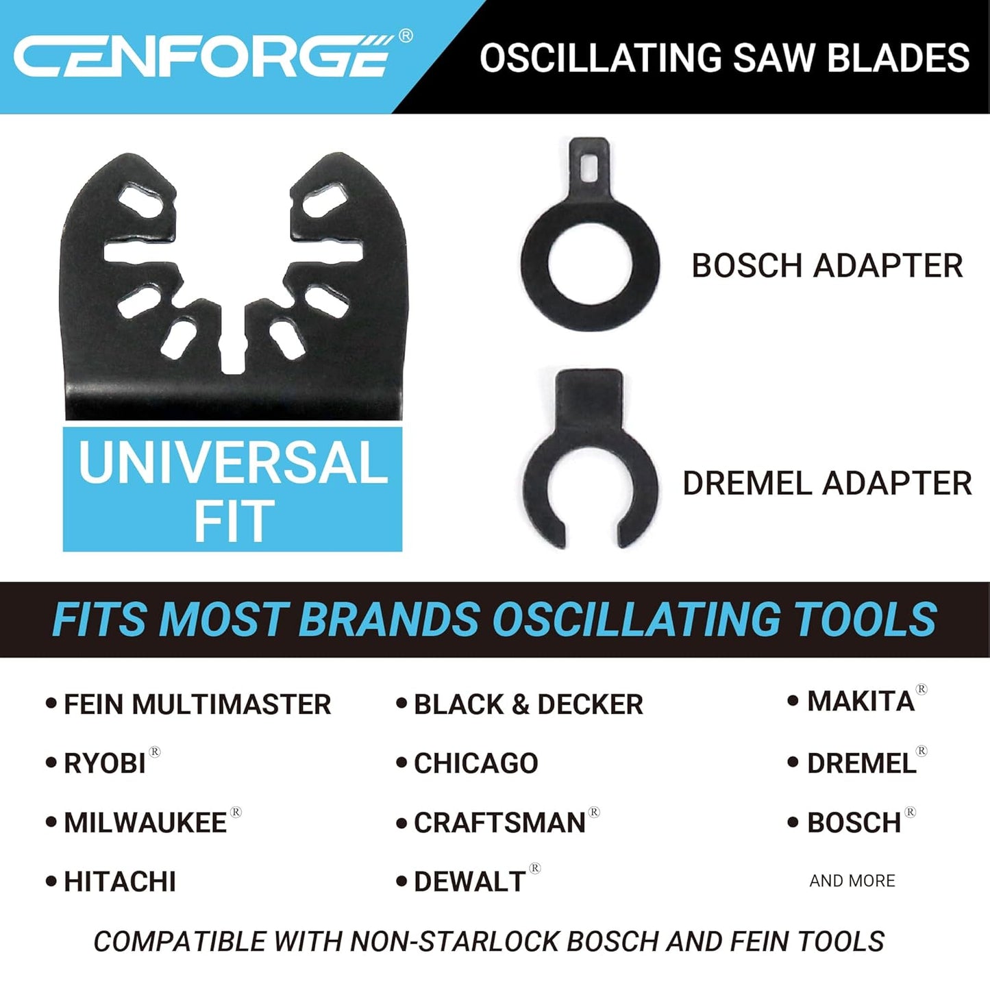 Carbide Oscillating Tool Blades, CarbideTeeth and Ice Coating, Carbide Multi Tool Blades, Metal OscillatingBlades, for Metal, Nails, Bolts and Screws, 4-Pack (CarbideTeeth and Ice Coating)