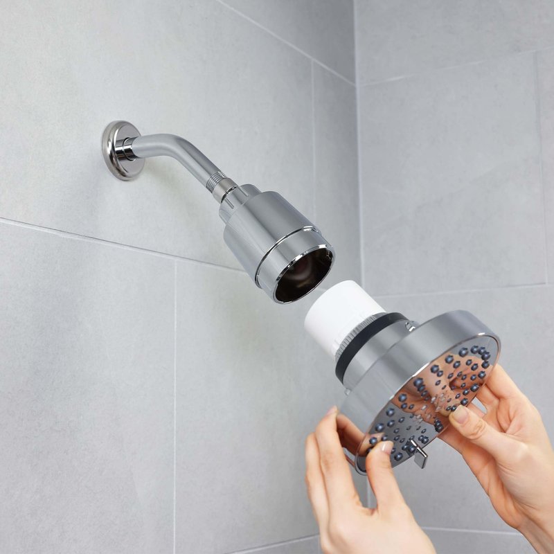 SEVENTY 4-Setting Filtered Shower Head with Shower Filter in Chrome – Helps Reduce Chlorine and Impurities for Healthier Hair, Skin and Scalp, Easy to Install (Model 12155)