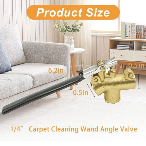 1/4" Carpet Cleaning Wand Angle Valve,Brass Angled Flow Control Valve for Carpet Extractor Upholstery Wand, Angle Valve Handle for Carpet Cleaner