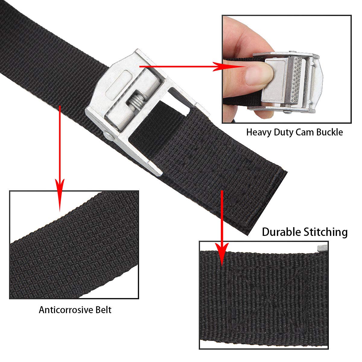 10 Pack Lashing Straps 16ft x 1" Tie Down Straps Cam Buckle Straps Heavy Duty Secure Straps up to 600 lbs for Kayak, Cargo, Luggage, Cinch, Canoe, Bicycles, Motorcycles, Truck