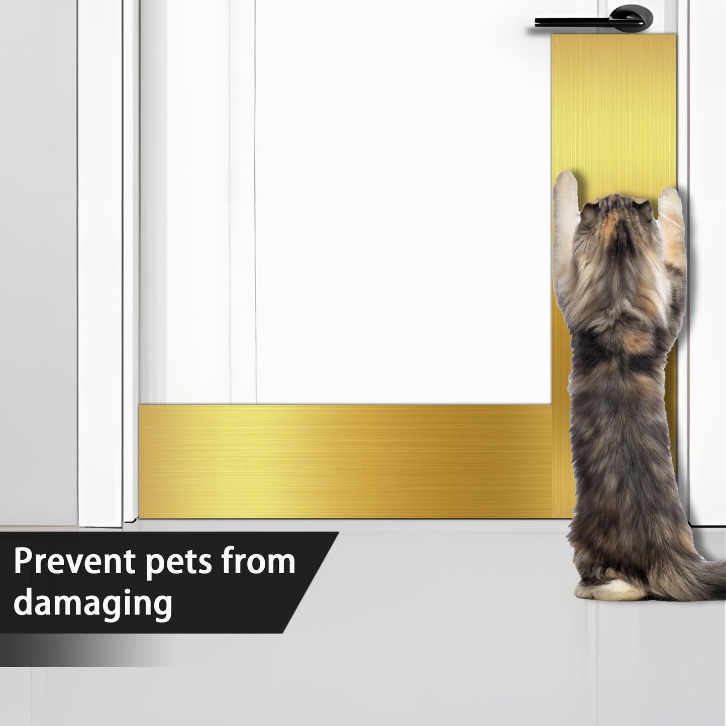 Lunghaa Metal Kick Plate, Self-Adhesive Kickplate, Baseboard Molding Trim, Anti-Scratch Base Cover for Wall, Door, Kitchen Cupboard Protection (9.8FT x 3.9IN, Brushed Gold)