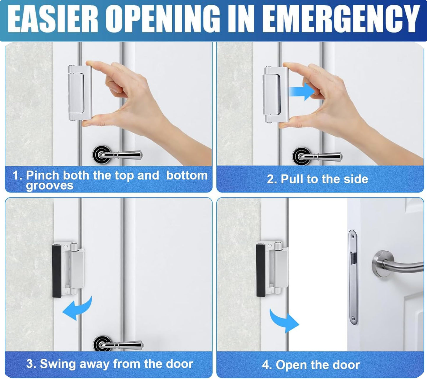 Home Security Door Locks for Kids Safety 2 Pack Extra Childproof Door Reinforcement Lock Latch Device from Inside for Inward Swinging Front Back Patio Courtyard Bedroom Interior Doors (Sliver+Black)