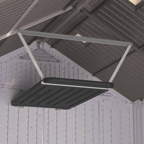 Suncast Outdoor Storage Shed Loft Shelf Kit, Space-Saving Hanging Shelf for Outdoor Storage Sheds, 45" W x 24" D x 1.5" H, Black, Made in the USA