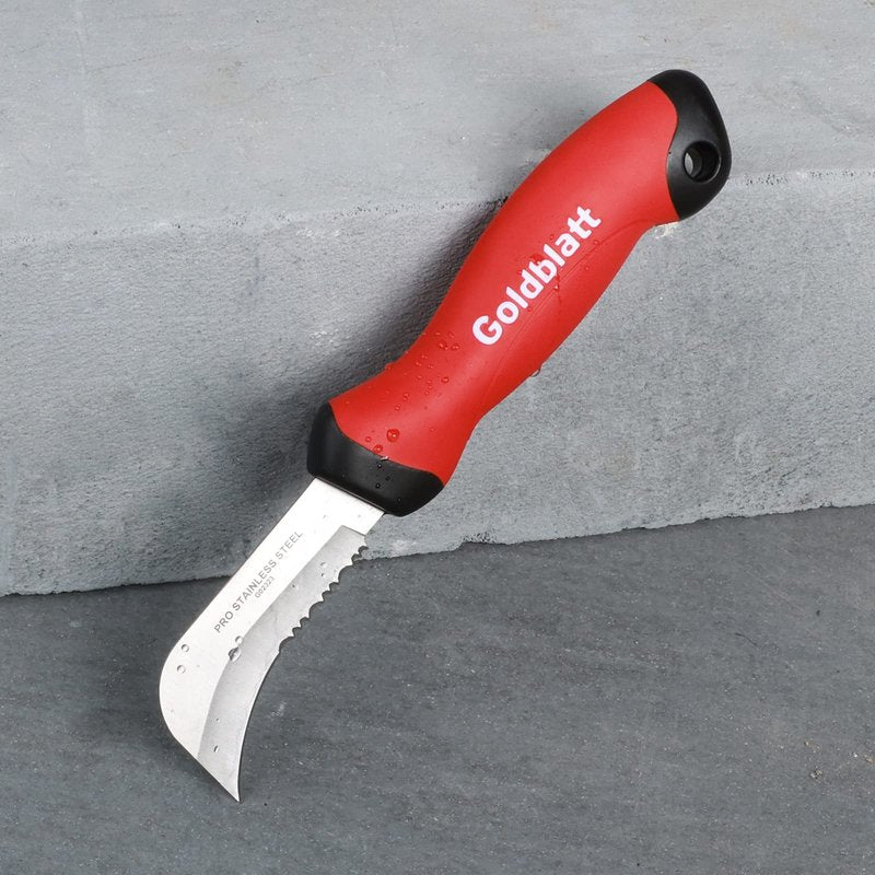 Goldblatt Stainless Steel Roofing & Flooring Knife - Linoleum Cutter with Soft-Grip Handle, Hook Knife for Cutting Carpet, Cable Skinning, Wallpaper, Turf