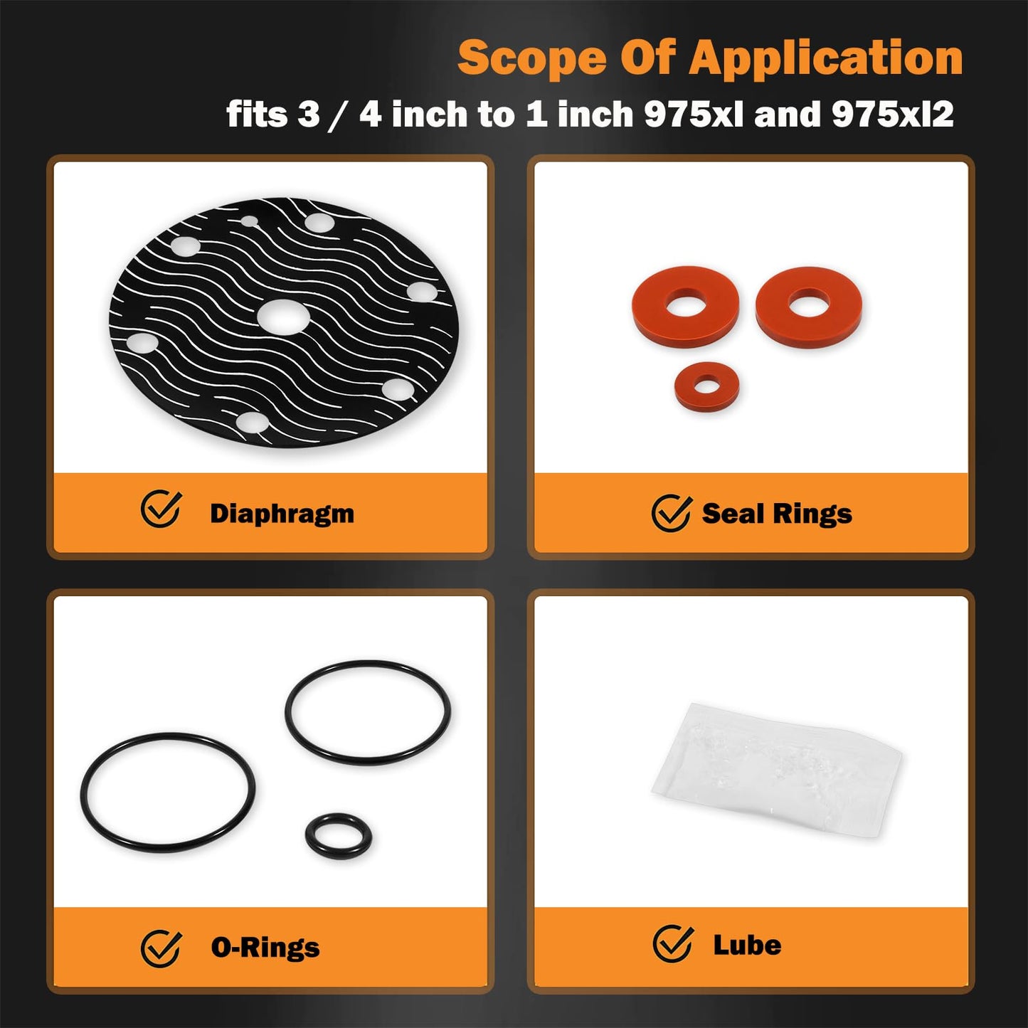 Replace for Wilkins 3/4"-1" Model 975XL/XL2 Rubber Repair Kit Backflow Preventer Repair Kit