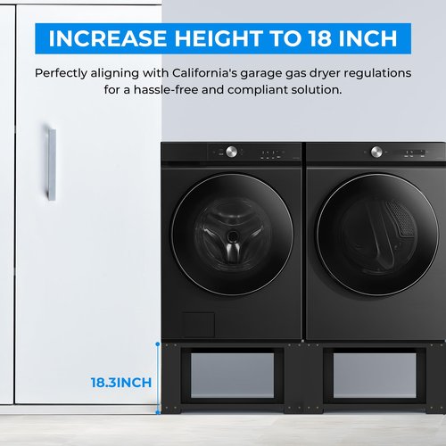 Laundry Pedestal for Washer and Dryer 18" Height - Fit 27 and 28 Inch Washer and Dryer Stand Riser Heavy Duty Steel 700lbs Capacity Universal Washing Machine Pedestals Black