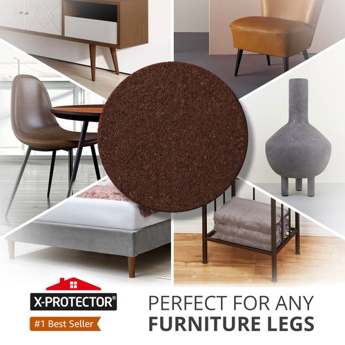 X-PROTECTOR Felt Furniture Pads - 56 PCS 3/4" Floor Protectors for Chair and Furniture Feet - Protect Your Hardwood Floors! (Brown, Round)